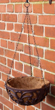 Gusseisen Hängekorb mit Kokoseinlage Landhausstil Hängetopf Blumenampel Ø 25cm