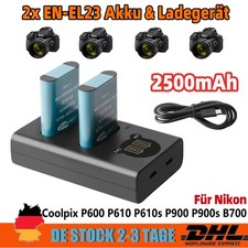 2pcs EN-EL23 Akku Für Nikon Coolpix P600 P610s B700 P900s S810c + Dual Ladegerät