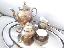 Antikes Mokkaservice mit Feinsilberauflage, RW Bavaria, U.S.Zone, 17teilig