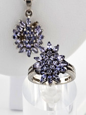 Schmuckset Silber 925-Kette & Anhänger-Ring-Tansanit/S017