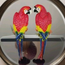 Wandfigur Eisen Papagei Set Ara Figur Skulptur Kakadu Vogel Wandschmuck Deko