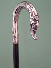 Jugendstil  Spazierstock Flanierstock Sammler Griff Silber Mephisto Dandy Style