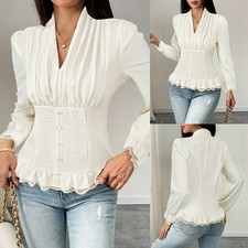 Damen Elegant V-Ausschnitt