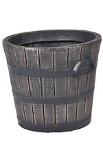 Pflanztrog, Blumentrog, Pflanzkübel in Holzfassoptik, Pflanzeimer, Holzfass