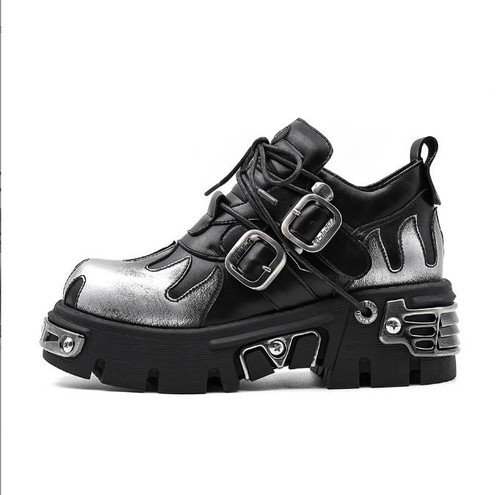New rock boots - schwarz, silbern