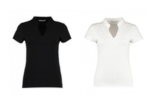 KUSTOM KIT Kellnerbluse Damen Kurzarm Asia-Look Stehkragen XS-4XL KK770 NEU