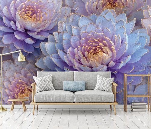 Fototapete blumen lila weiß - lila,