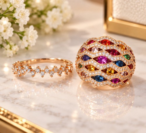 Rose gold multicolor - rose, round