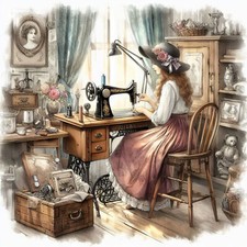 Deko Bild Nähmaschine Nähstube Vintage Shabby Chic Wandbild Wanddeko Wandfliese