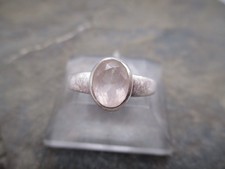 Damen Ring schlicht 925 Silber gebürstet Rosenquarz oval Schliff  Rg 56/16 M