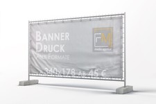 Werbebanner Textil Mesh 340×173 cm individuell bedruckt Bauzaunfahne inkl. Satz