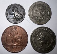 4 Münzen UNION FORCE LEOPOLD BELGES 1862 1899 1874 1895 1 2 Cent 5 10 Centimes