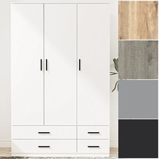 Kleiderschrank 3-türig 4 Schubladen Aufbewahrung Regal Hängeschrank Schlafzimmer Modern Möbel