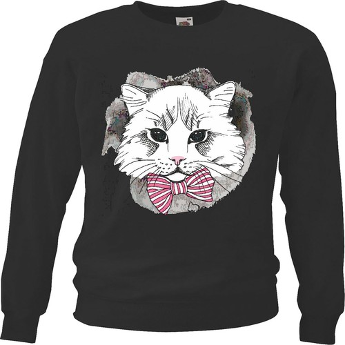 Sweatshirt weiße katze mit - katze,