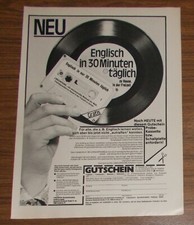 Seltene Werbung vintage LINGUAPHONE Englisch in 30 Minuten Kassette LP 1977