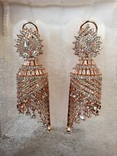 Indische Brautohrringe, Rhodinierte CZ Steine Hochzeit Schmuck für Frauen