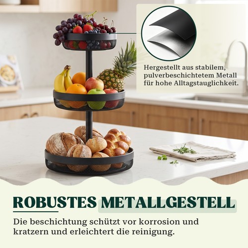 Stöckig obst etagere metall - 3-stöckig,