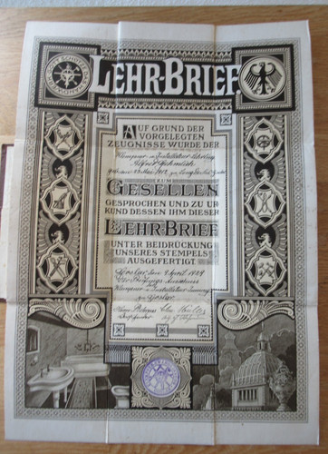 Schmuck gesellen brief - -,