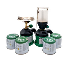 Camping Set Campingkocher, Lampe, 4 x Stechgaskartuschen Campinggas Outdoor NOLA