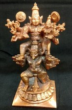 Lord Vishnu Mit Laxmi Auf Garuda In Reinem Massivem Kupfer