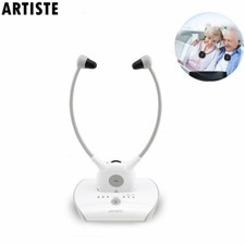 118dB Kinnbügel Kopfhörer Senioren Funkkopfhörer 2 Akku für TV Musik kabellos