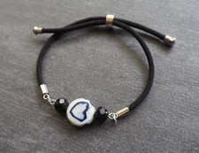 Armband Damen Handgefertigt Glasperlen Keramikperle One Size Schwarz Blau