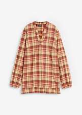 Neu Tunikabluse Gr. 44 Mattkoralle Kariert Damen Baumwollflanell-Bluse Shirt