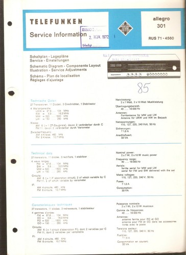 Telefunken kofferradio allegro - kofferradio,