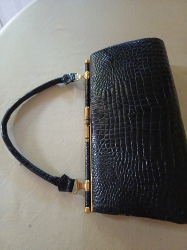 Edle schwarze kroko tasche - edle,