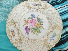 Porzellan Teller Dresden Blumen Gold PGH handgemalt Geschenk