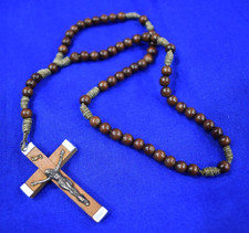 Alter Reliquien Holz Rosenkranz aus Lourdes, Holzkreuz Rosenkranz, Rarität