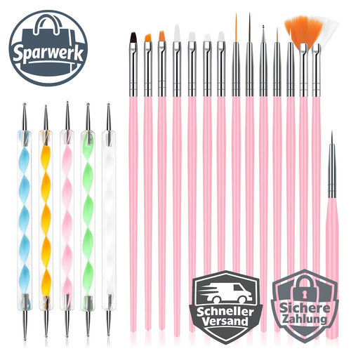 Nagel pinsel set - nagel, 20