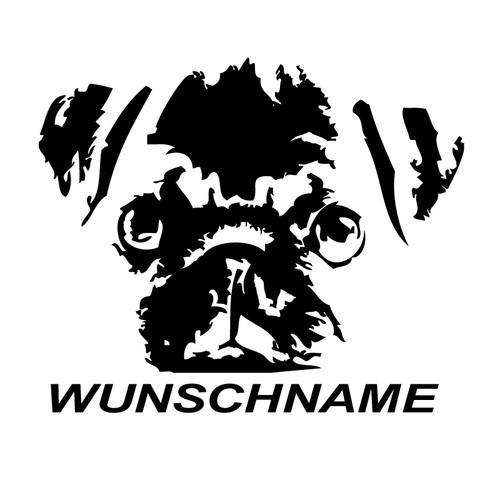 Mops wunschname aufkleber - wunschname,
