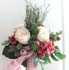 Trockenblumenstrauß  Boho mit Rosen künstlichem Grün Handmade                 68