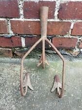 Alter Eisen Rechen Gartenarbeit 3 Zinken Hacke Kultivator Egge 