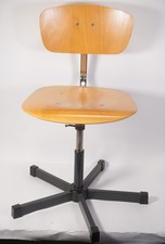 Vintage Mid Century Design Drehstuhl Bürostuhl verstellbar Holz Metall 42-52 cm