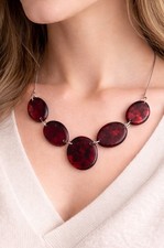 Statement Kette Rot Silber
