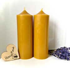 2 x Säule Bienenwachs Kirchenkerze - Handarbeit Natur Tisch Abendessen Mittelstück