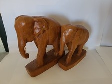 2 Dekorative Elefanten Als Holzstatuen Tierstatuen