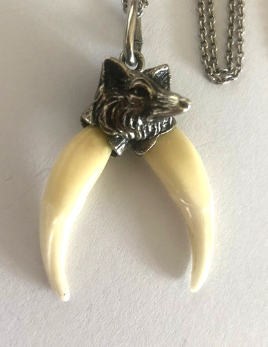 Fuchszahn anhänger mit kette - fuchszahn,