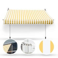 200 x 120 Klemmmarkise Fallarmmarkise Markise gelb mit Handkurbel Balkonmarkise