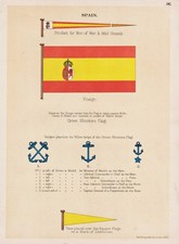 Espana Spanien Spain Fahne Flagge Marine naval flag maritime Litho Lithographie