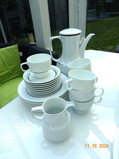 Kaffeeservice für 7 Personen wweißes Porzellan mit Platinrand von Rosenthal