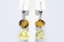 14K MASSIVE WEISSGOLD 34,10 CTW QUARZ OHRRINGE, 6,9 GRAMM