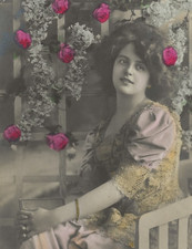 21/1056 AK JUNGE FRAU ROSEN SPALIER BEGRÜNT - BECHTHEIM 1912 NACH LAMPERTHEIM