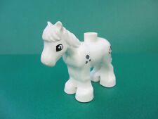Lego 1x  Duplo Pferd Pony weiß gefleckt mit Mähne (120224L)