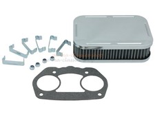 Chrom Luftfilter für VW Käfer Karmann Bus Weber 40-48 eckig 50mm hoch