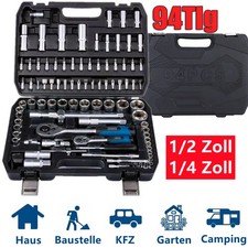 94tlg Steckschlüssel Satz Ratschenkasten Nusskasten Werkzeug Koffer Set Nüsse