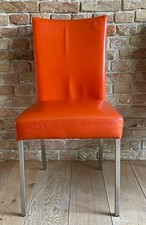 Musterring   1 Lederstuhl  Orange  , mit Edelstahlfüssen