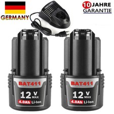2X Für Bosch GBA 12V 4.0Ah Akku / Ladegerät BAT411 Li-ion GSR GDR GSA BAT412 GWI